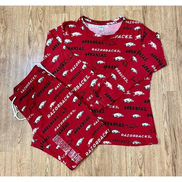 Arkansas Razorbacks Long Sleeve Top and Pant Pajama Set - Picture 1 of 5